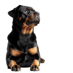 Closeup Portrait of Majestic Rottweiler Dog on Plain White Background Transparent PNG