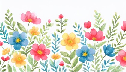 Watercolor little flowers isolated on white background