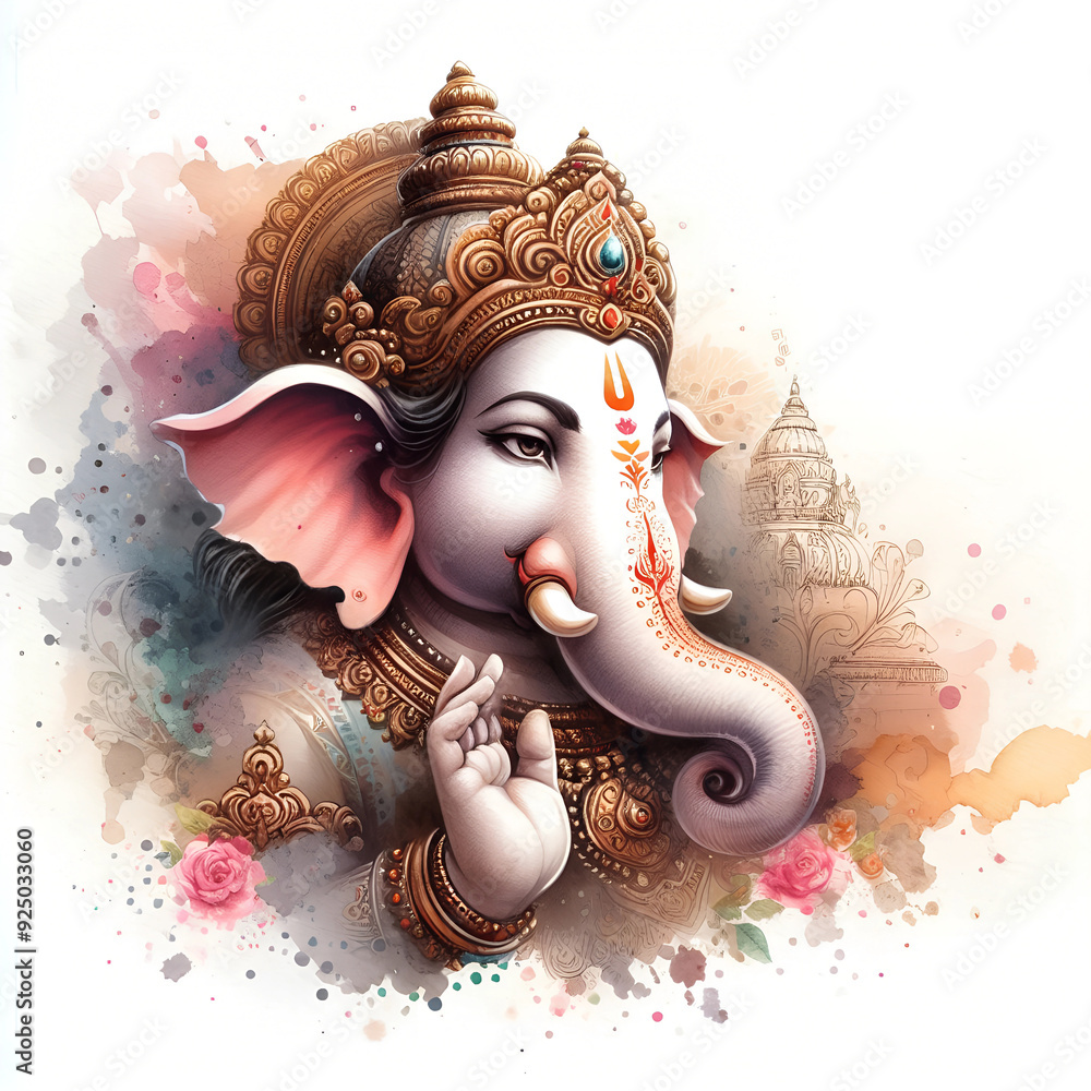 Canvas Prints watercolor lord ganesh background image