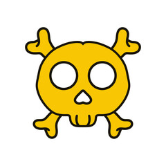 yellow skull cartoon flat design vector illustration. crossbones cartoon