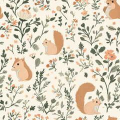 Fototapeta premium seamless pattern with birds and flowers