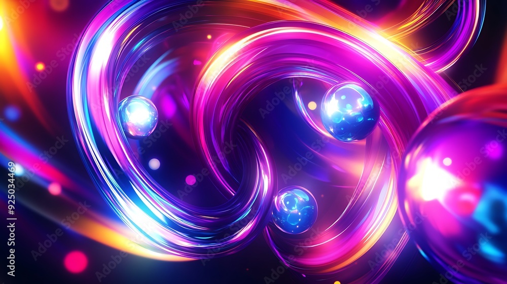 Aufkleber vibrant abstract background with swirling neon ribbons of light and soft gradients