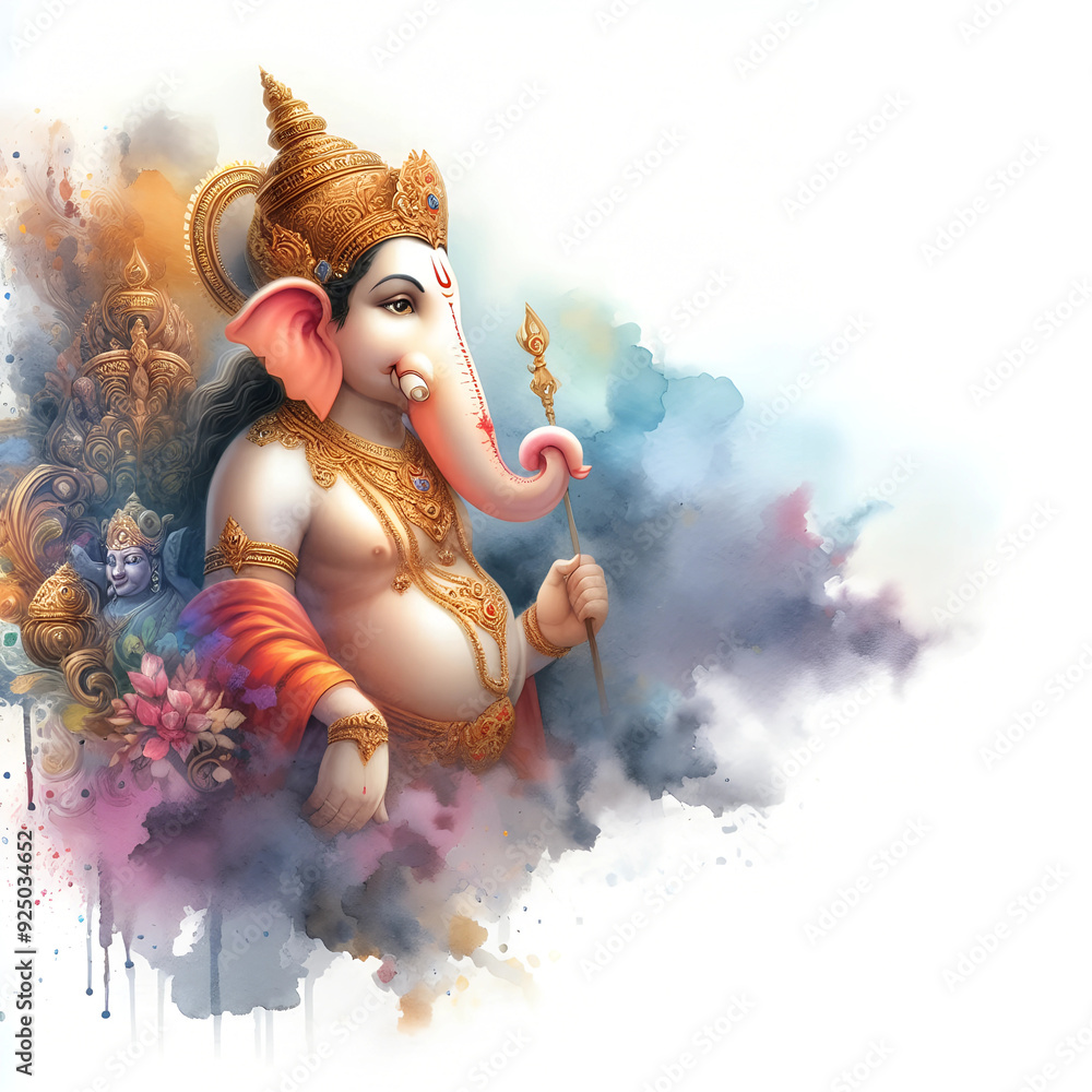 Wall mural Watercolor Lord Ganesh background image