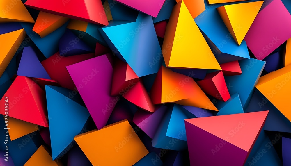 Poster bold abstract background with geometric shapes in primary colors and 3d effects