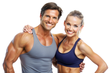 Portrait of a smiling fitness couple png