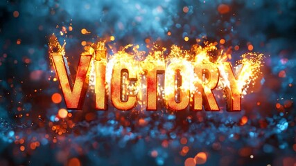 Dynamic victory celebration with colorful sparks and glowing text