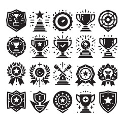 Trophy cup icon collection silhouette vector illustration 