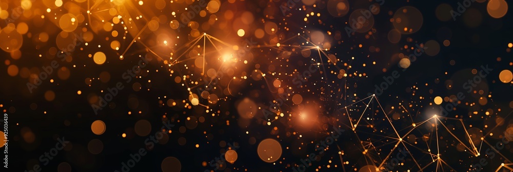 Aufkleber an abstract depiction of a golden network with bright lights and intricate connections, symbolizing 