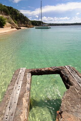 Catamaran for tourist trips across Nipe Bay anchored at Cayo Sa