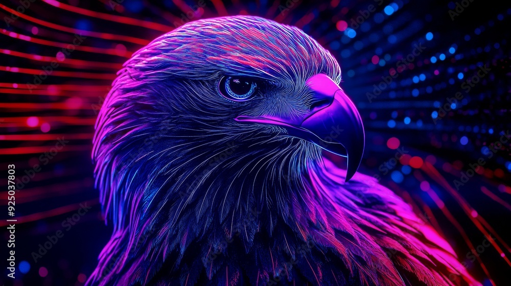 Poster wireframe design with polygon technology, designed with an abstract eagle theme.