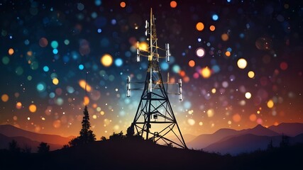 abstract vector background with hexagons. landscape of the virtual world