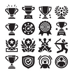Trophy cup icon collection silhouette vector illustration 