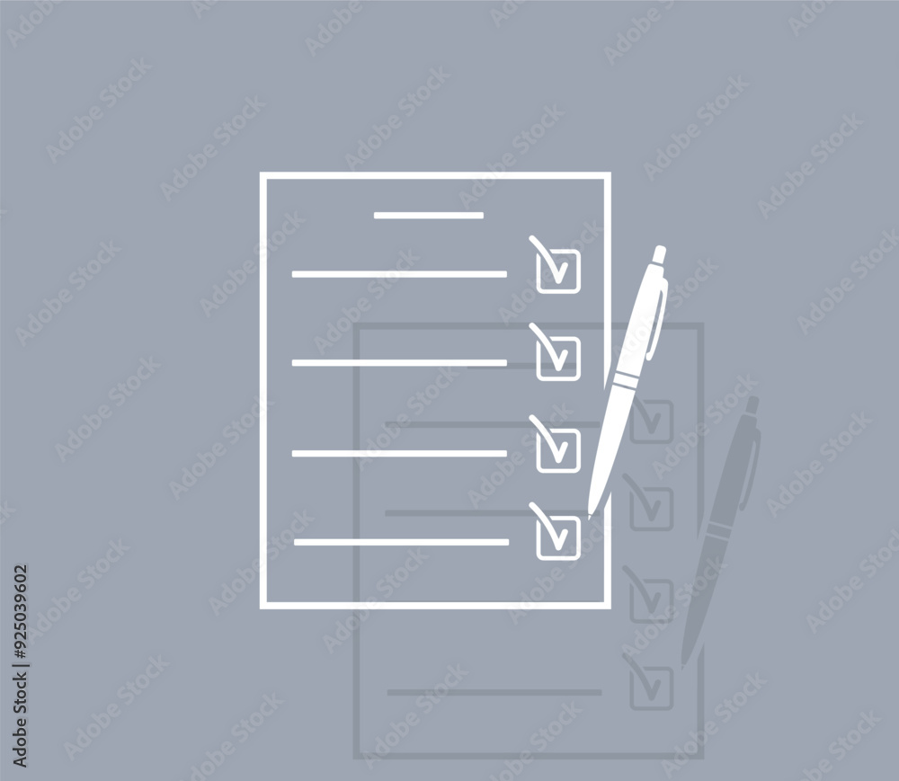 Poster vector icon of white color with shadow on gray background