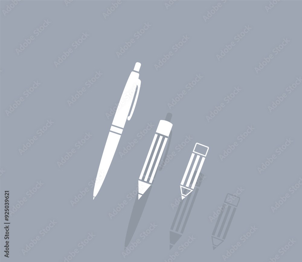 Poster vector icon of white color with shadow on gray background