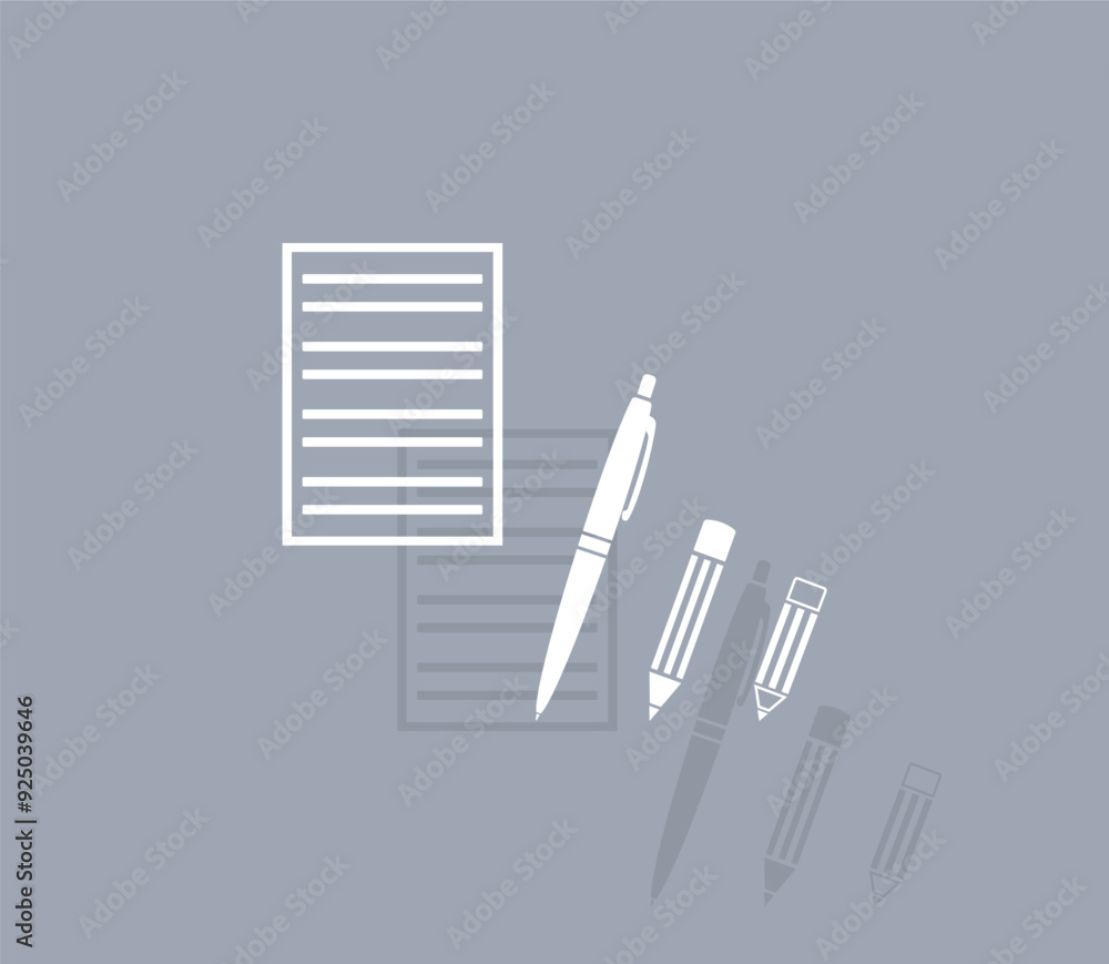 Poster vector icon of white color with shadow on gray background