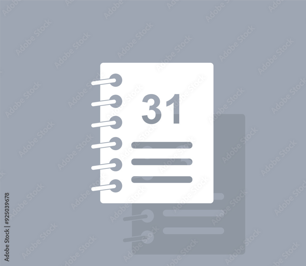 Poster vector icon of white color with shadow on gray background