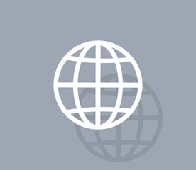 Vector icon of white color with shadow on gray background