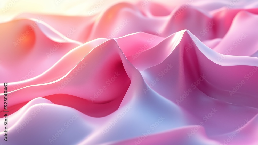Poster gentle ripples of soft pink fabric illuminated by warm sunlight create an ethereal texture in a tran