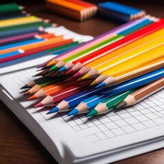 Fototapeta premium Close-Up Colour Pencils on Wooden Board Blackground