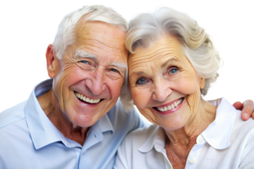 Portrait of happy elderly couple smiling together png