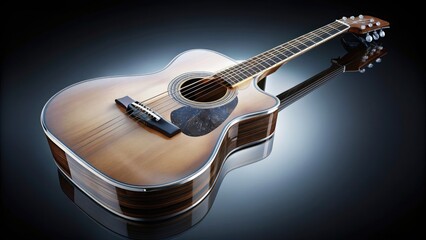 Fototapeta premium Crystal clear acoustic guitar with a stunning sound quality, music, instrument, acoustic, crystal clear, guitar, strings