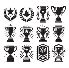 Trophy cup icon collection silhouette vector illustration 