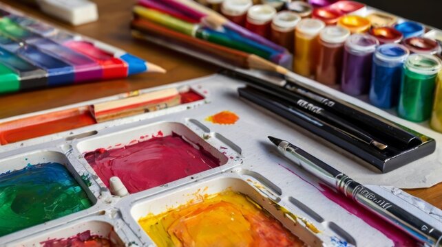 Range of bright art supplies