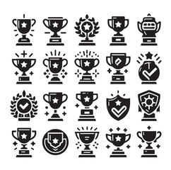 Trophy cup icon collection silhouette vector illustration 