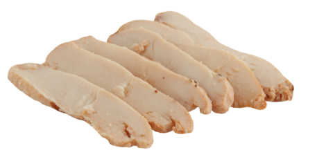 Chicken breast slices cut out isolated transparent background