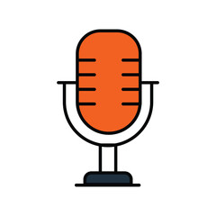 microphone color line icon with white background vector stock illustration