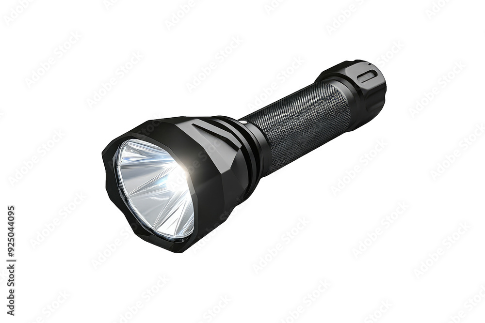 Wall mural Industrial flashlight with rugged casing isolated on white background