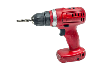 Electric screwdriver with bits isolated on white background
