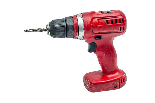 Electric screwdriver with bits isolated on white background