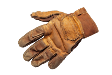 Heavy-duty work gloves with padded knuckles isolated on white background