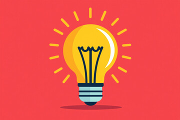 Shining Ideas: Bright Bulb Circular Brainstorming Flow Flat Design Illustration with Copy Space