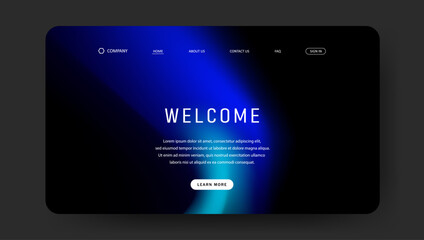 Abstract wave futuristic design of landing page. retro gradient mesh website design