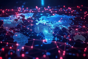 Obraz premium Global Digital Business Network Connection Illustration created with Generative AI
