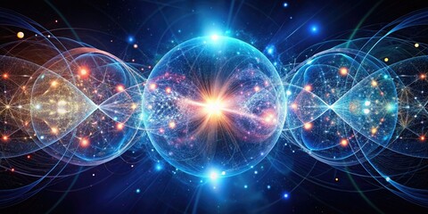 Fototapeta premium of particles exhibiting quantum entanglement in a quantum mechanics concept