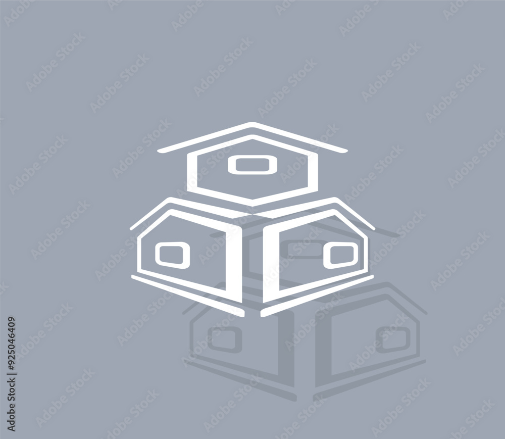 Poster vector icon of white color with shadow on gray background