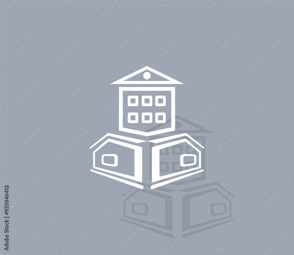 Poster vector icon of white color with shadow on gray background