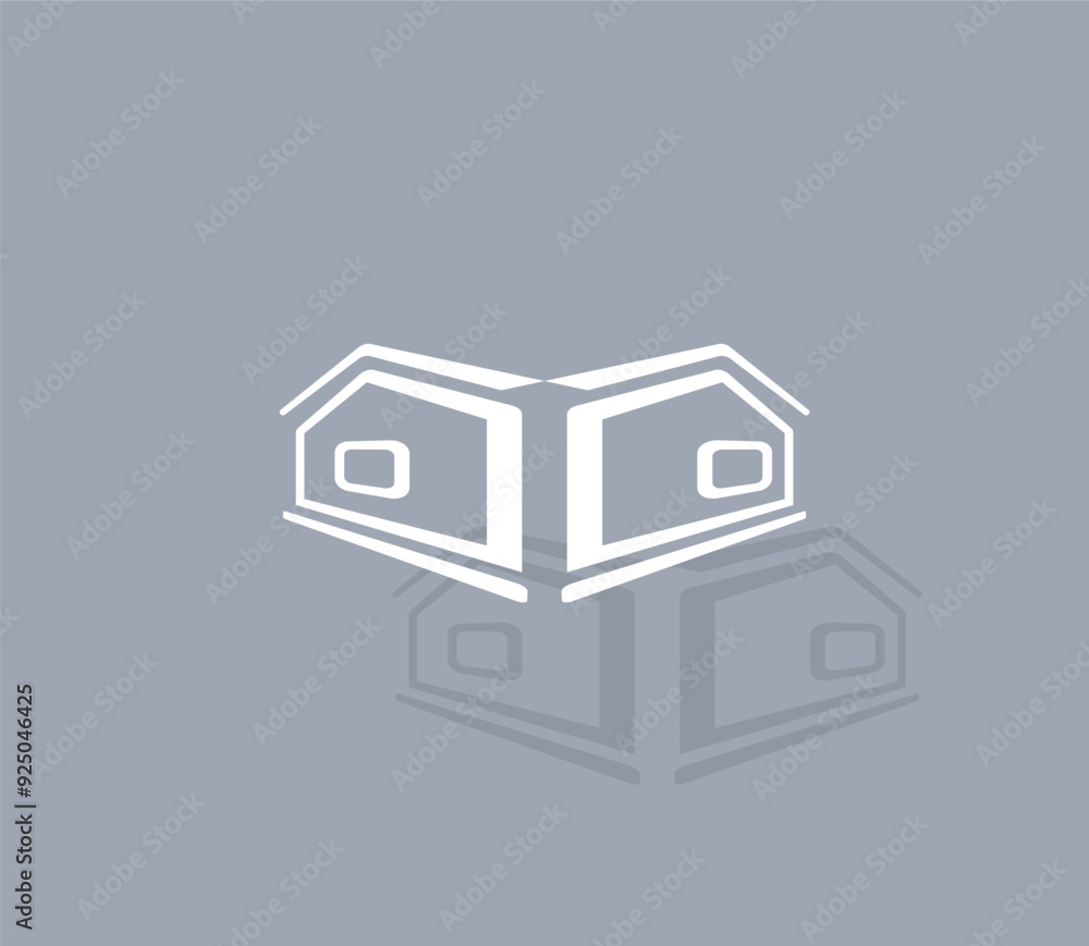 Poster vector icon of white color with shadow on gray background