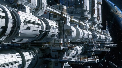 Futuristic Space Station in Orbit