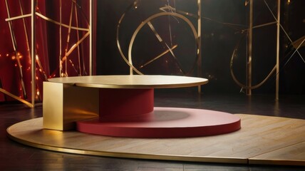 round podium geometry with black and gold elements
