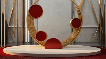 round podium geometry with black and gold elements