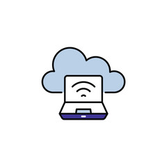 Cloud Connected Device icon design with white background stock illustration