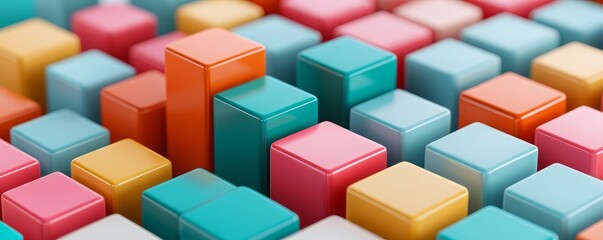 Obraz premium Colorful geometric blocks stacked together, creating a vibrant and playful abstract pattern suitable for various creative projects.