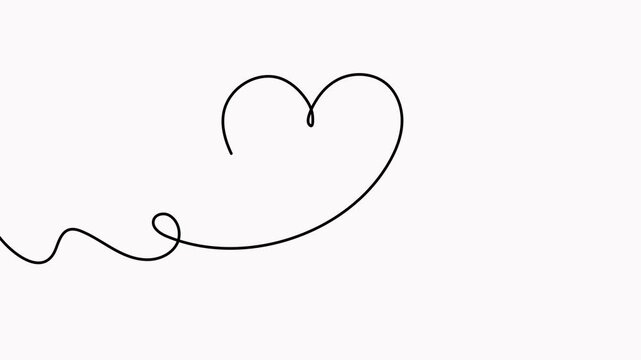 Heart continuous one line drawing video. Love doodle symbol.