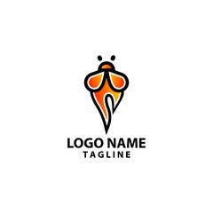 firefly fire logo design vector