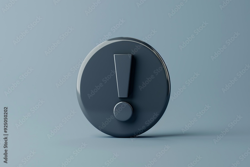 Poster a modern and minimalist 3d render of an advice icon, featuring a simple exclamation mark within a ci