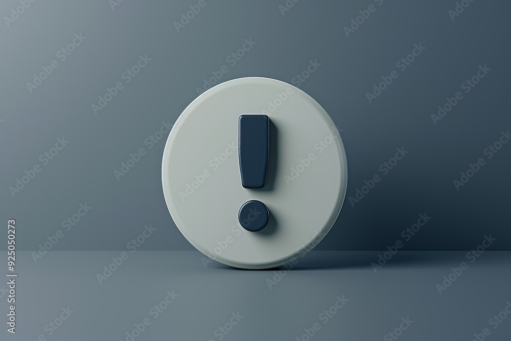Poster a modern and minimalist 3d render of an advice icon, featuring a simple exclamation mark within a ci
